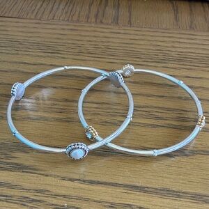 Brighton Silver and Gold Tone Bangles with Blue Accents
